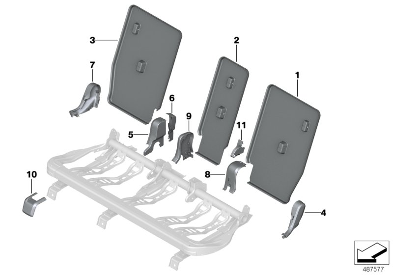 BMW Trim Panel, Backrest, Middle 52207381153 - LLLParts
